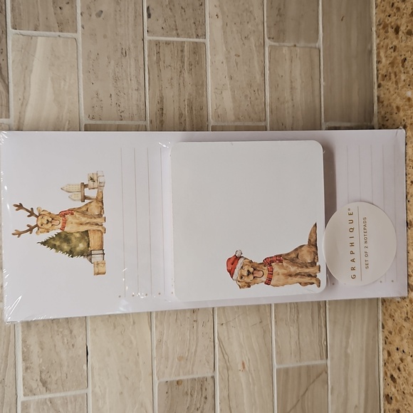 Dogs Christmas Holiday Duo Coffee Mug 21 Oz Eli & Ana & Note Paper Set - Picture 7 of 8